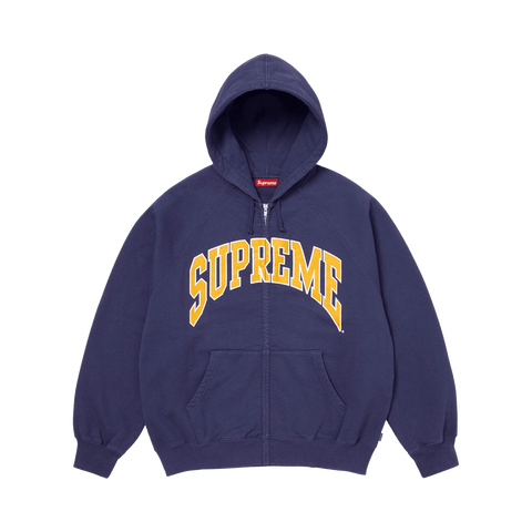 Supreme Cracked Raglan Zip Up Hooded Sweatshirt 'Washed Navy' SS26SW81-WASHED-NAVY