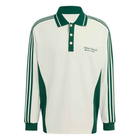 adidas Long Sleeved Polo Shirt Off White Dark Green KW5688