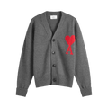 Ami Large A Heart Cardigan 'Grey/Red' UKC002.018.067
