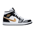 Nike Air Jordan 1 Mid Patent Black White Gold 852542-007