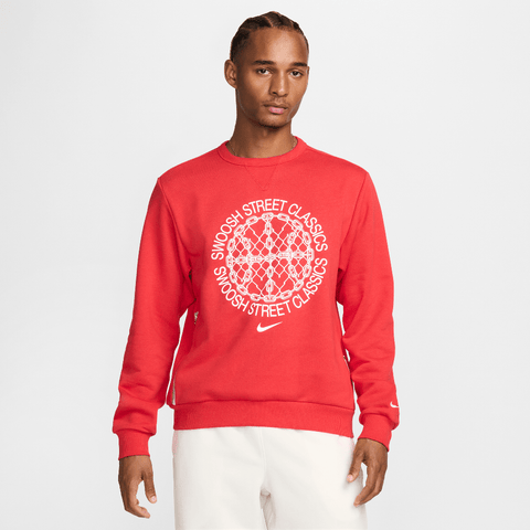 Nike Standard Issue Men's Dri-FIT Basketball Crew-Neck Sweatshirt University Red/Heather/Pale Ivory FZ0682-657