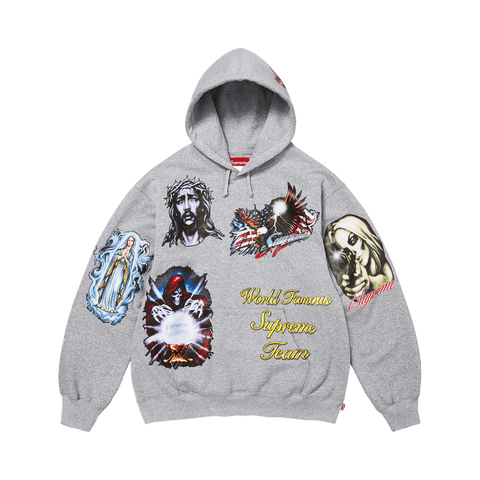 Supreme Stickers Hooded Sweatshirt Heather Grey FW26SW67-HEATHER-GREY