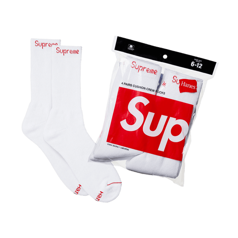 Supreme x Hanes Crew Socks (4 Pack) 'White' 99HAA26-WHITE