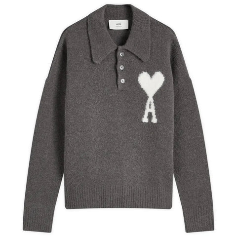 Ami Paris Large Heart Knitted Polo UPL325.KN0032.061